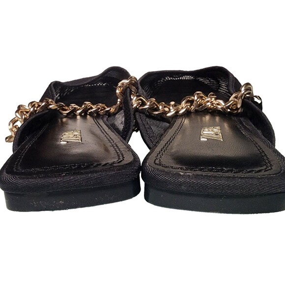 Zara Black Mesh Slide Shoes w/Gold Chain Size EU 39 - Picture 3 of 8